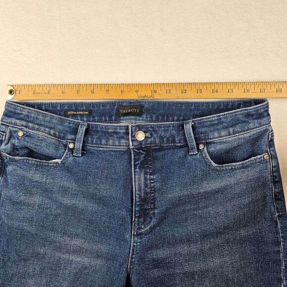 Talbots Womens Jeans Sz 14 Slim Ankle Cropped Split Hem Bling Accents 27" Inseam - Picture 5 of 10